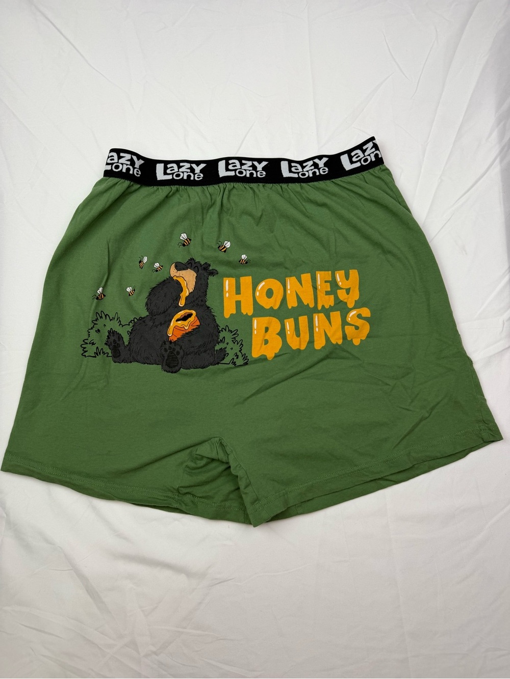 Lazy One Men's Olive Green 'Honey Buns' Graphic Lounge Shorts